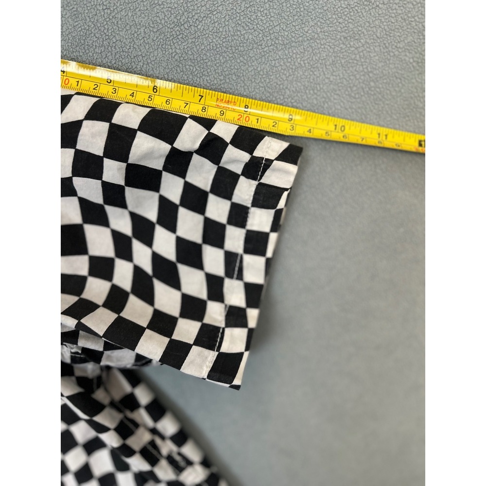 Vans Boys Short Sleeve Button Down Shirt Warped Checkerboard Cotton Black XL - Picture 6 of 9